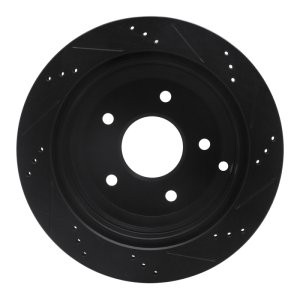 Pontiac GTO Brake Rotor (1) - Rear Left - R1 Concepts - Drilled & Slotted - Black - `05-`06